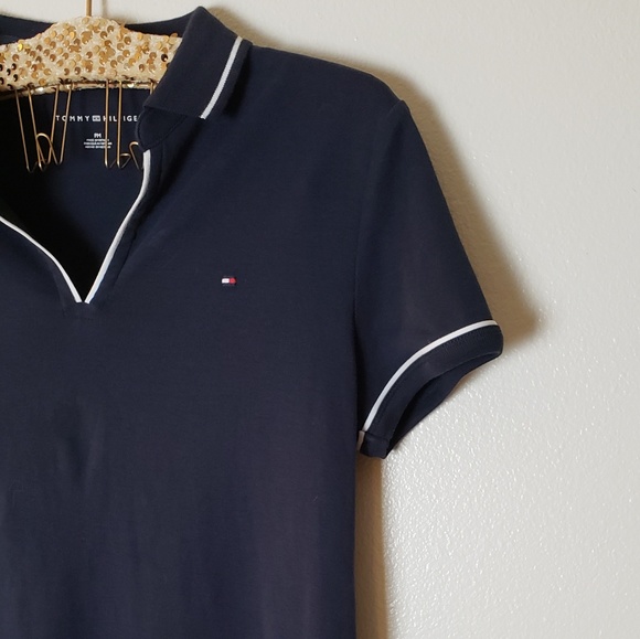 Tommy Hilfiger Navy Buttonless Polo - Picture 2 of 6